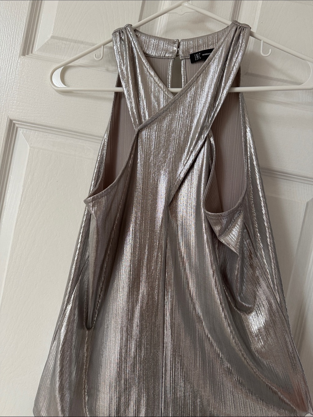 INC International Concepts Metallic Silver Backless Tank Dress